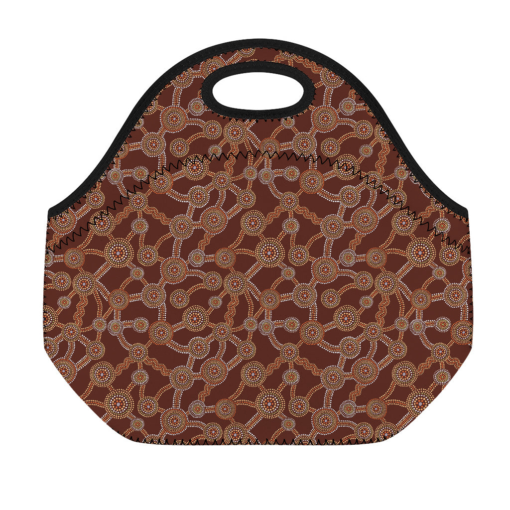 Aboriginal Indigenous Dot Pattern Print Neoprene Lunch Bag