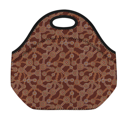 Aboriginal Indigenous Dot Pattern Print Neoprene Lunch Bag