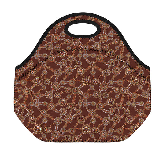 Aboriginal Indigenous Dot Pattern Print Neoprene Lunch Bag
