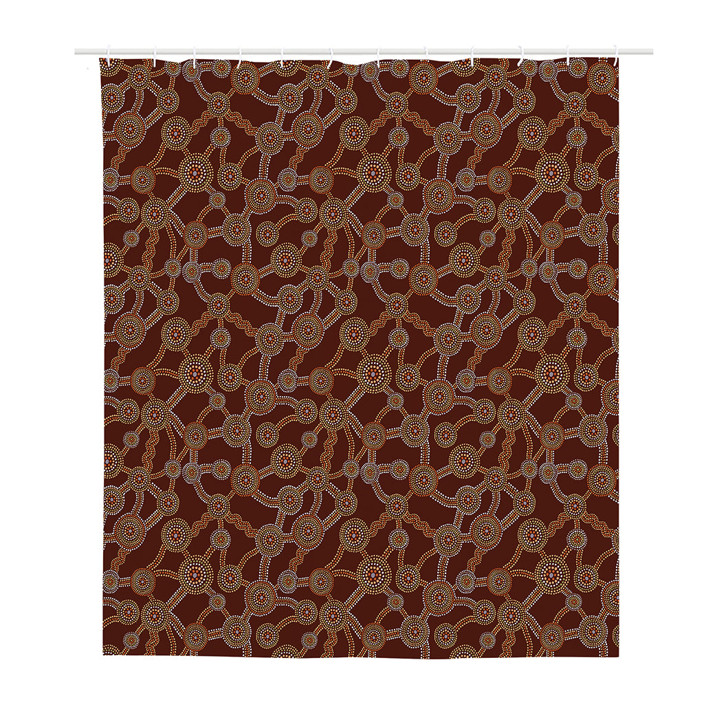 Aboriginal Indigenous Dot Pattern Print Polyester Shower Curtain