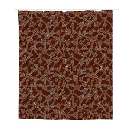 Aboriginal Indigenous Dot Pattern Print Polyester Shower Curtain