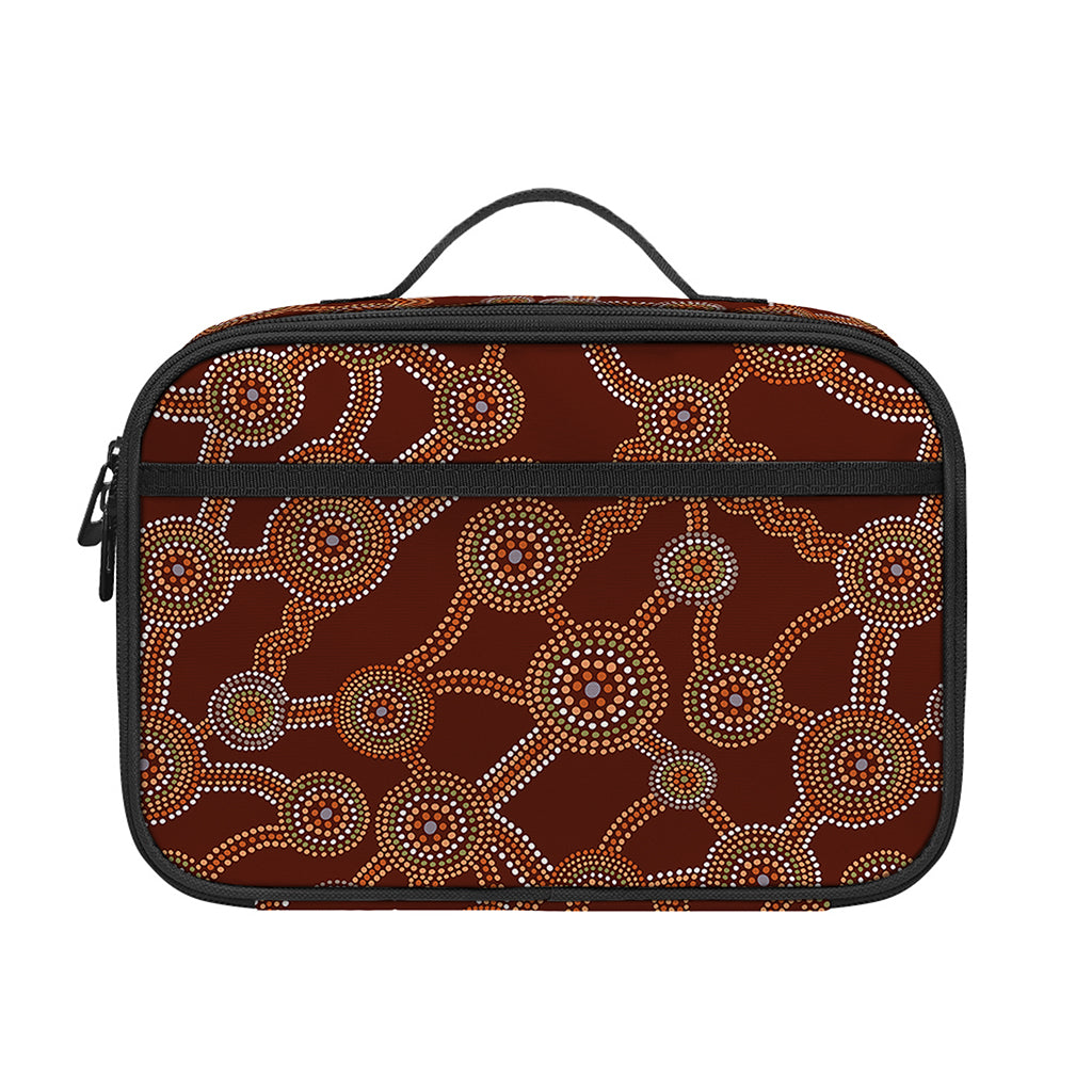 Aboriginal Indigenous Dot Pattern Print Portable Lunch Bag