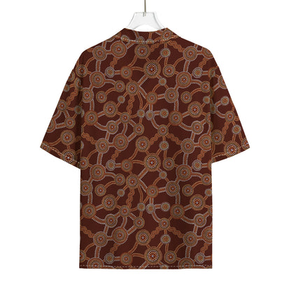 Aboriginal Indigenous Dot Pattern Print Rayon Hawaiian Shirt