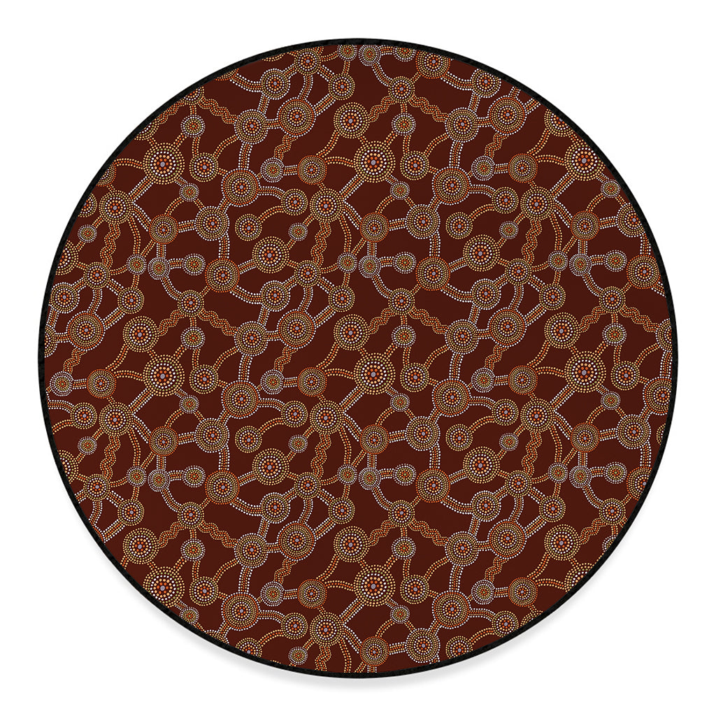 Aboriginal Indigenous Dot Pattern Print Round Floor Mat