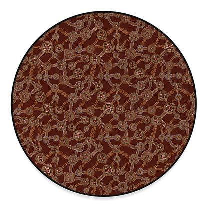 Aboriginal Indigenous Dot Pattern Print Round Floor Mat