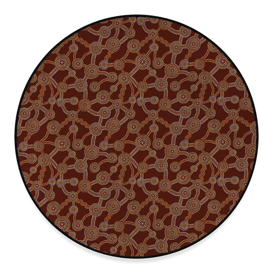 Aboriginal Indigenous Dot Pattern Print Round Floor Mat