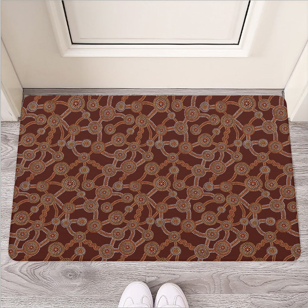 Aboriginal Indigenous Dot Pattern Print Rubber Doormat