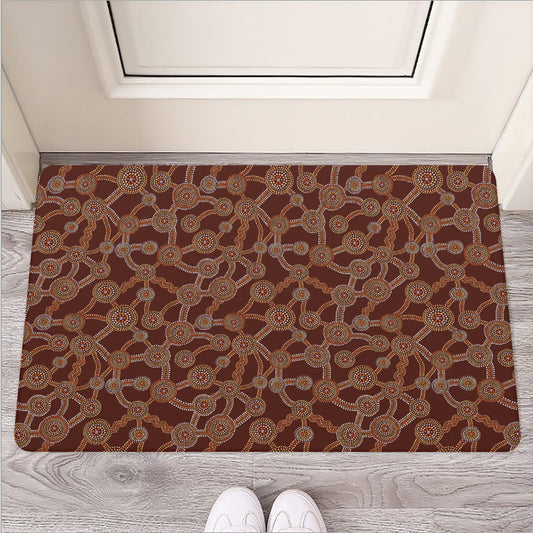 Aboriginal Indigenous Dot Pattern Print Rubber Doormat