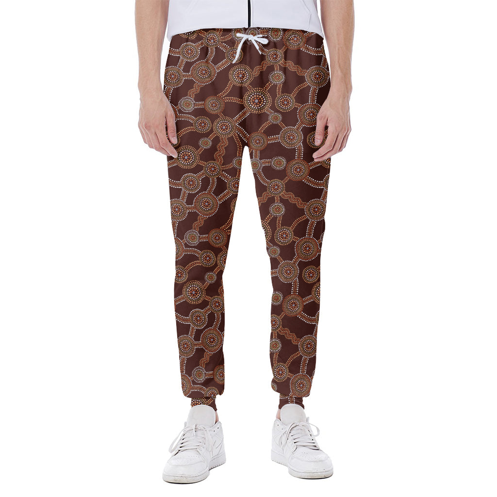 Aboriginal Indigenous Dot Pattern Print Scuba Joggers