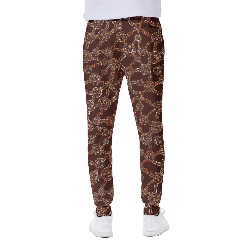 Aboriginal Indigenous Dot Pattern Print Scuba Joggers