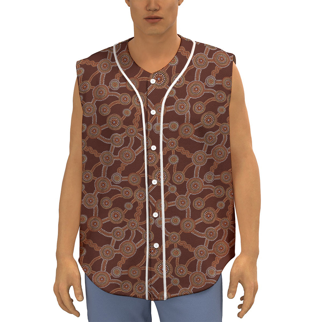 Aboriginal Indigenous Dot Pattern Print Sleeveless Baseball Jersey