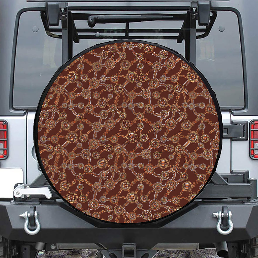 Aboriginal Indigenous Dot Pattern Print Tire Cover