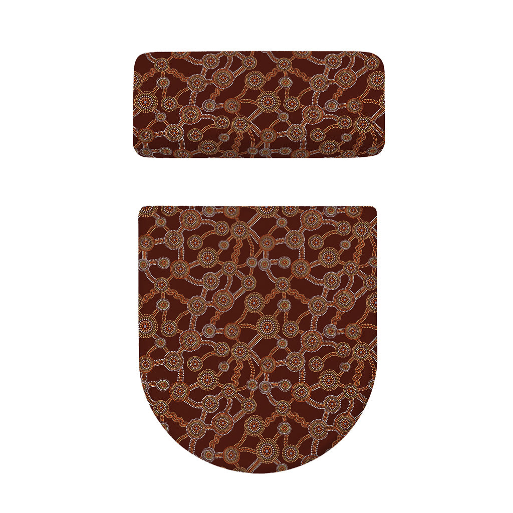 Aboriginal Indigenous Dot Pattern Print Toilet Lid And Tank Cover Set