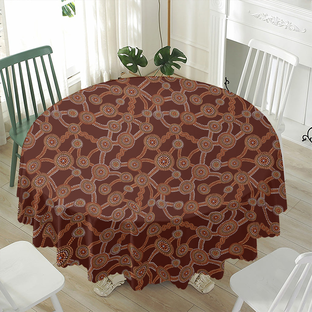 Aboriginal Indigenous Dot Pattern Print Waterproof Round Tablecloth