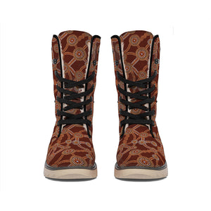 Aboriginal Indigenous Dot Pattern Print Winter Boots