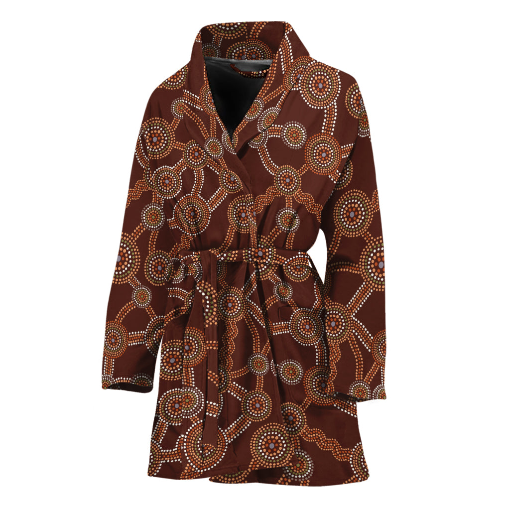 Aboriginal Indigenous Dot Pattern Print Women's Bathrobe