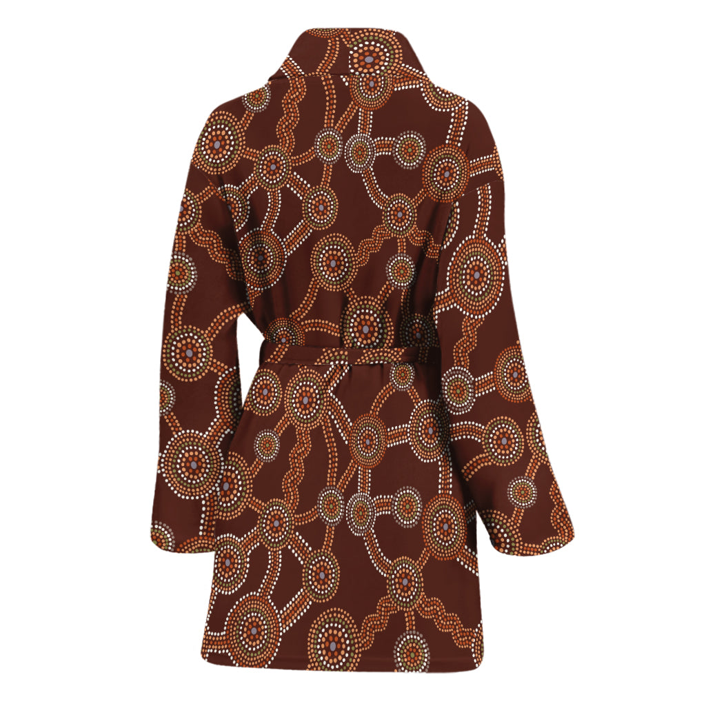 Aboriginal Indigenous Dot Pattern Print Women's Bathrobe