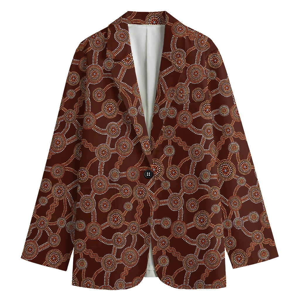 Aboriginal Indigenous Dot Pattern Print Women's Cotton Blazer