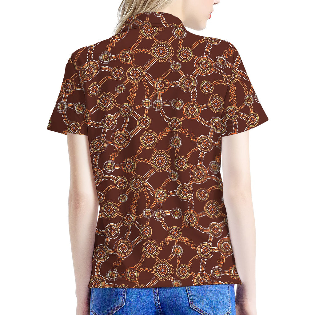 Aboriginal Indigenous Dot Pattern Print Women's Polo Shirt