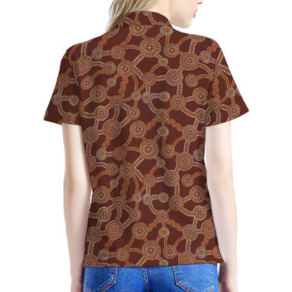 Aboriginal Indigenous Dot Pattern Print Women's Polo Shirt