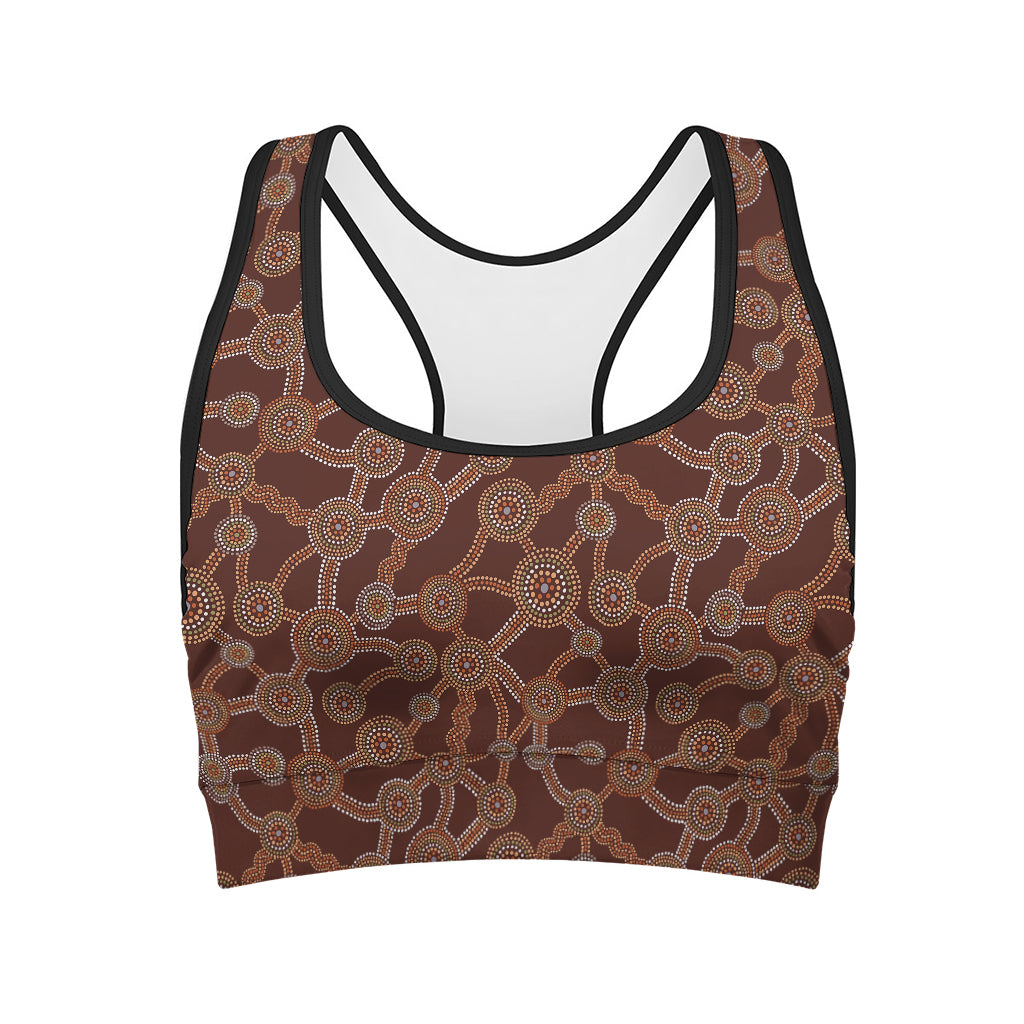 Aboriginal Indigenous Dot Pattern Print Women's Sports Bra
