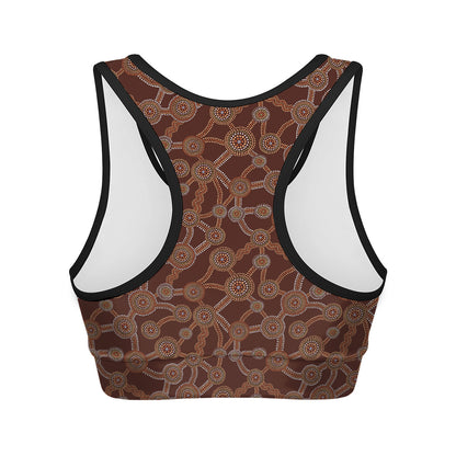 Aboriginal Indigenous Dot Pattern Print Women's Sports Bra