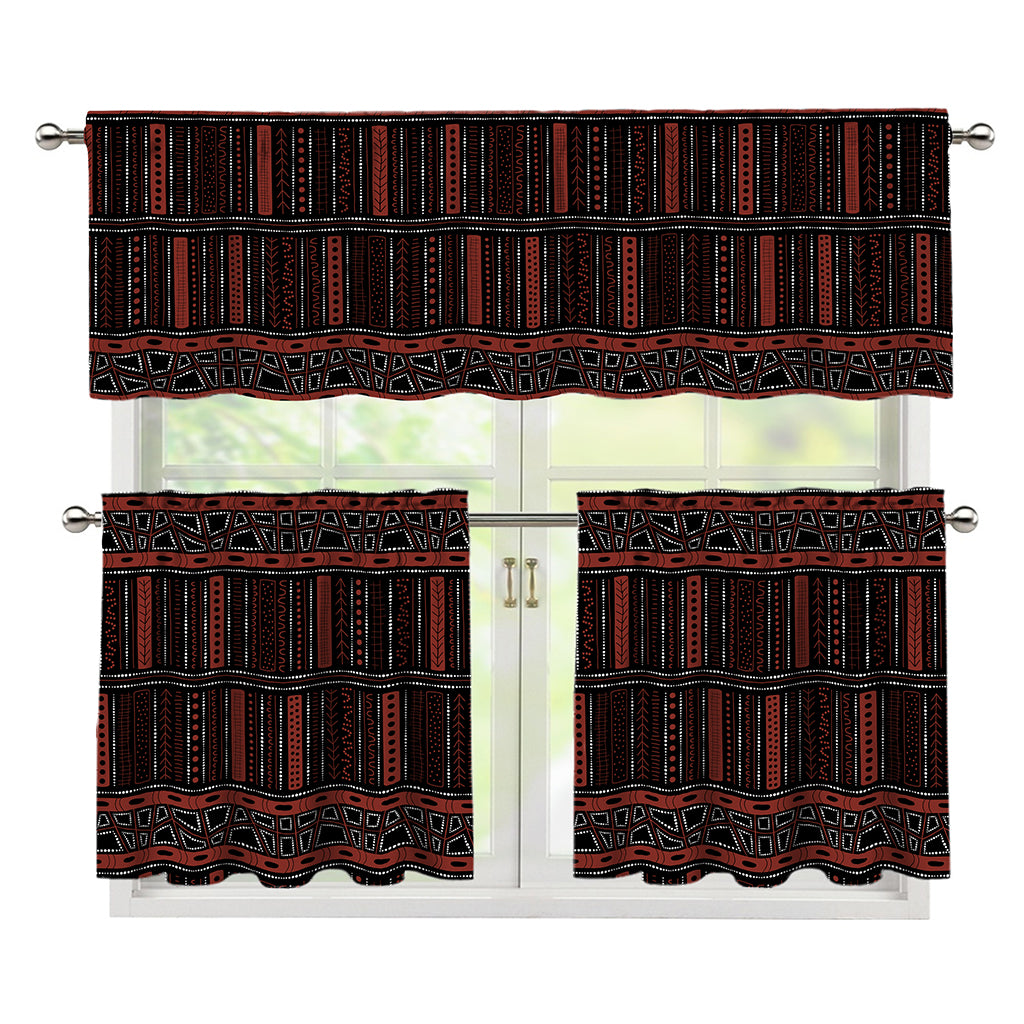 Aboriginal Indigenous Pattern Print 3 Piece Kitchen Curtains