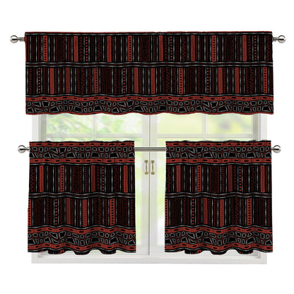 Aboriginal Indigenous Pattern Print 3 Piece Kitchen Curtains