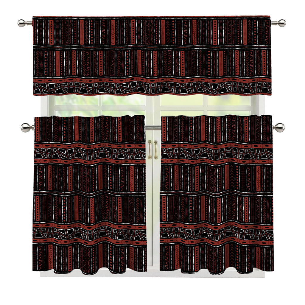 Aboriginal Indigenous Pattern Print 3 Piece Kitchen Curtains