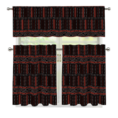 Aboriginal Indigenous Pattern Print 3 Piece Kitchen Curtains