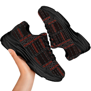 Aboriginal Indigenous Pattern Print Black Chunky Shoes