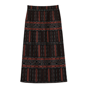 Aboriginal Indigenous Pattern Print Cotton Front Slit Maxi Skirt