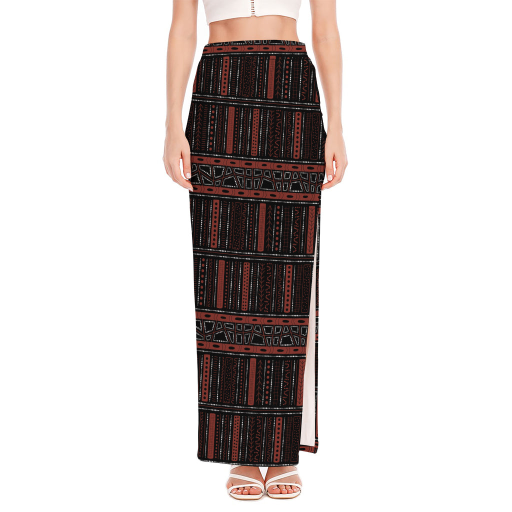 Aboriginal Indigenous Pattern Print High Slit Maxi Skirt