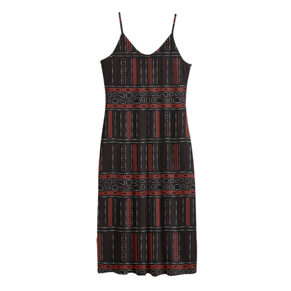 Aboriginal Indigenous Pattern Print Jersey Midi Cami Dress