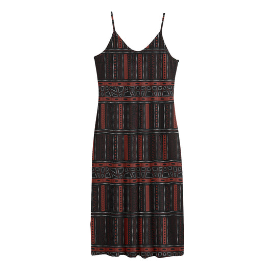 Aboriginal Indigenous Pattern Print Jersey Midi Cami Dress