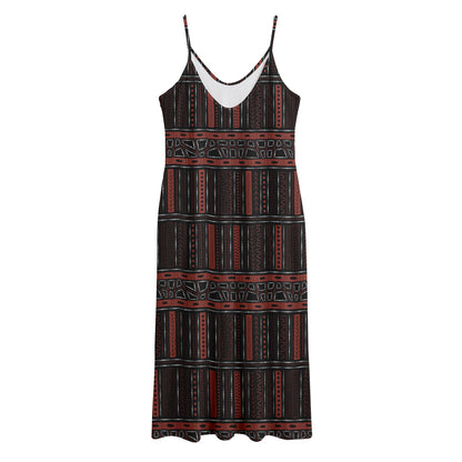 Aboriginal Indigenous Pattern Print Jersey Midi Cami Dress