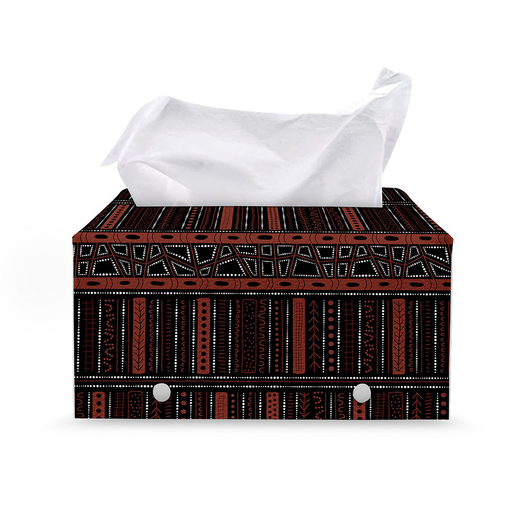 Aboriginal Indigenous Pattern Print Leather Tissue Box Cover