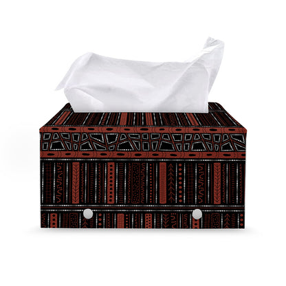 Aboriginal Indigenous Pattern Print Leather Tissue Box Cover