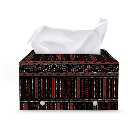 Aboriginal Indigenous Pattern Print Leather Tissue Box Cover