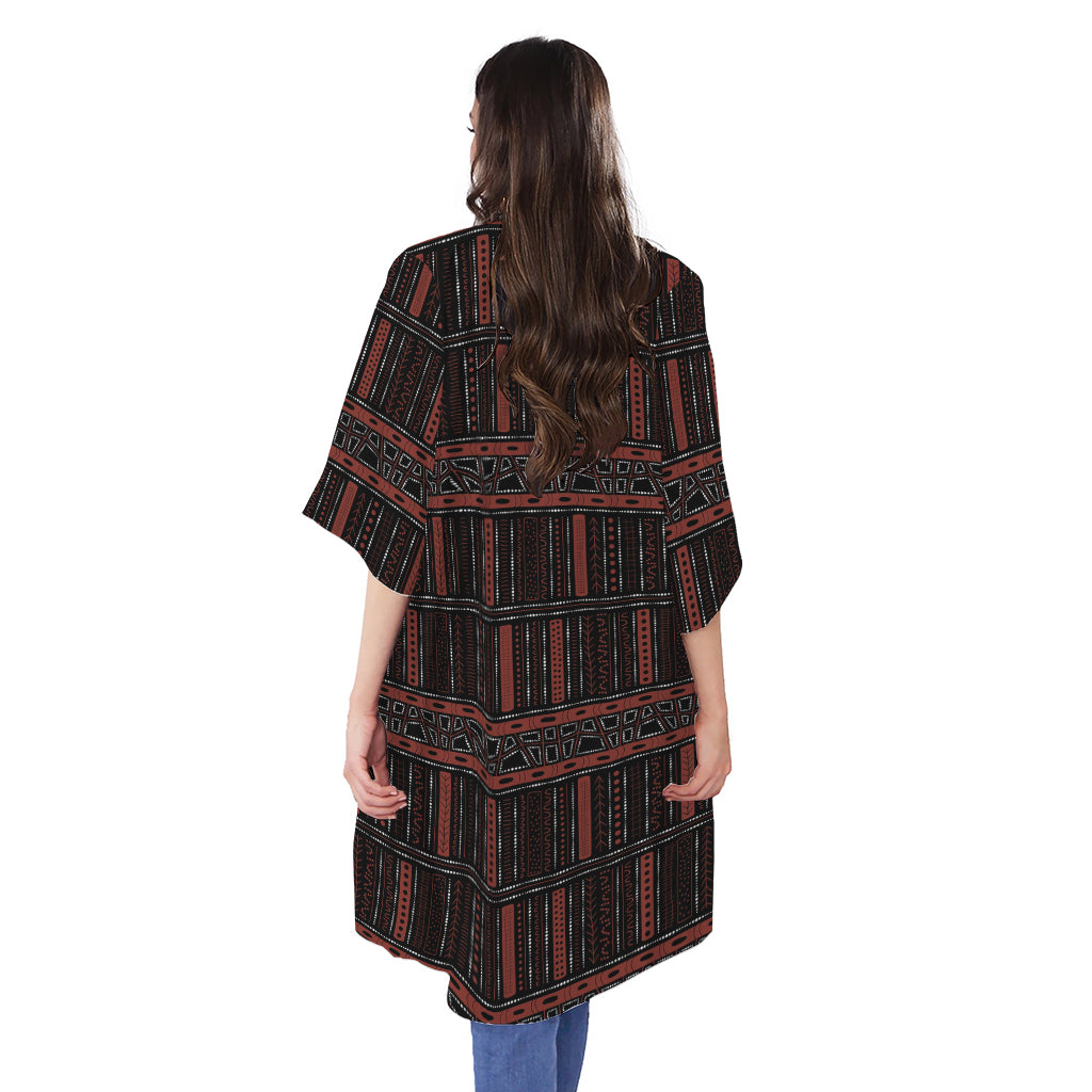 Aboriginal Indigenous Pattern Print Open Front Beach Cover Up