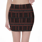 Aboriginal Indigenous Pattern Print Pencil Mini Skirt