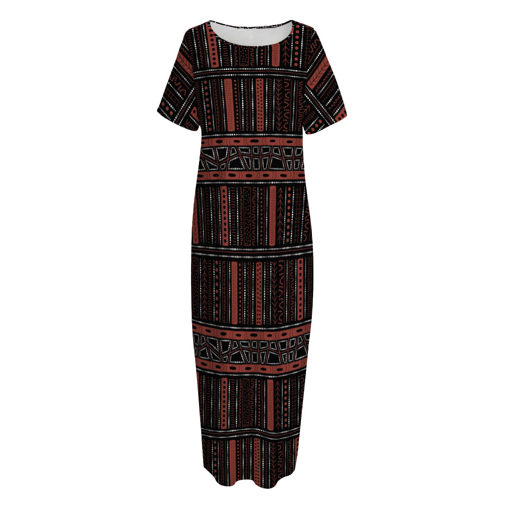 Aboriginal Indigenous Pattern Print Short Sleeve Long Nightdress