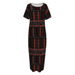 Aboriginal Indigenous Pattern Print Short Sleeve Long Nightdress