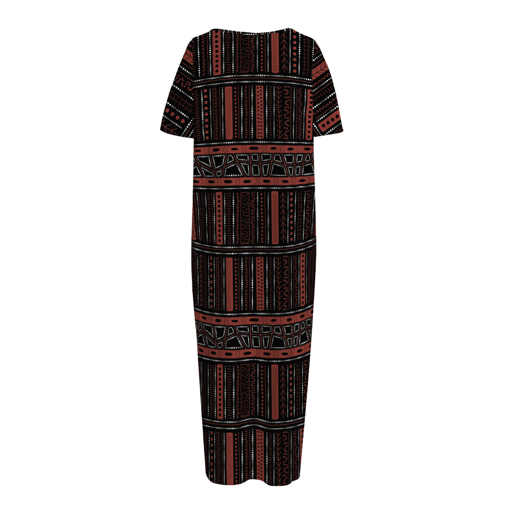 Aboriginal Indigenous Pattern Print Short Sleeve Long Nightdress