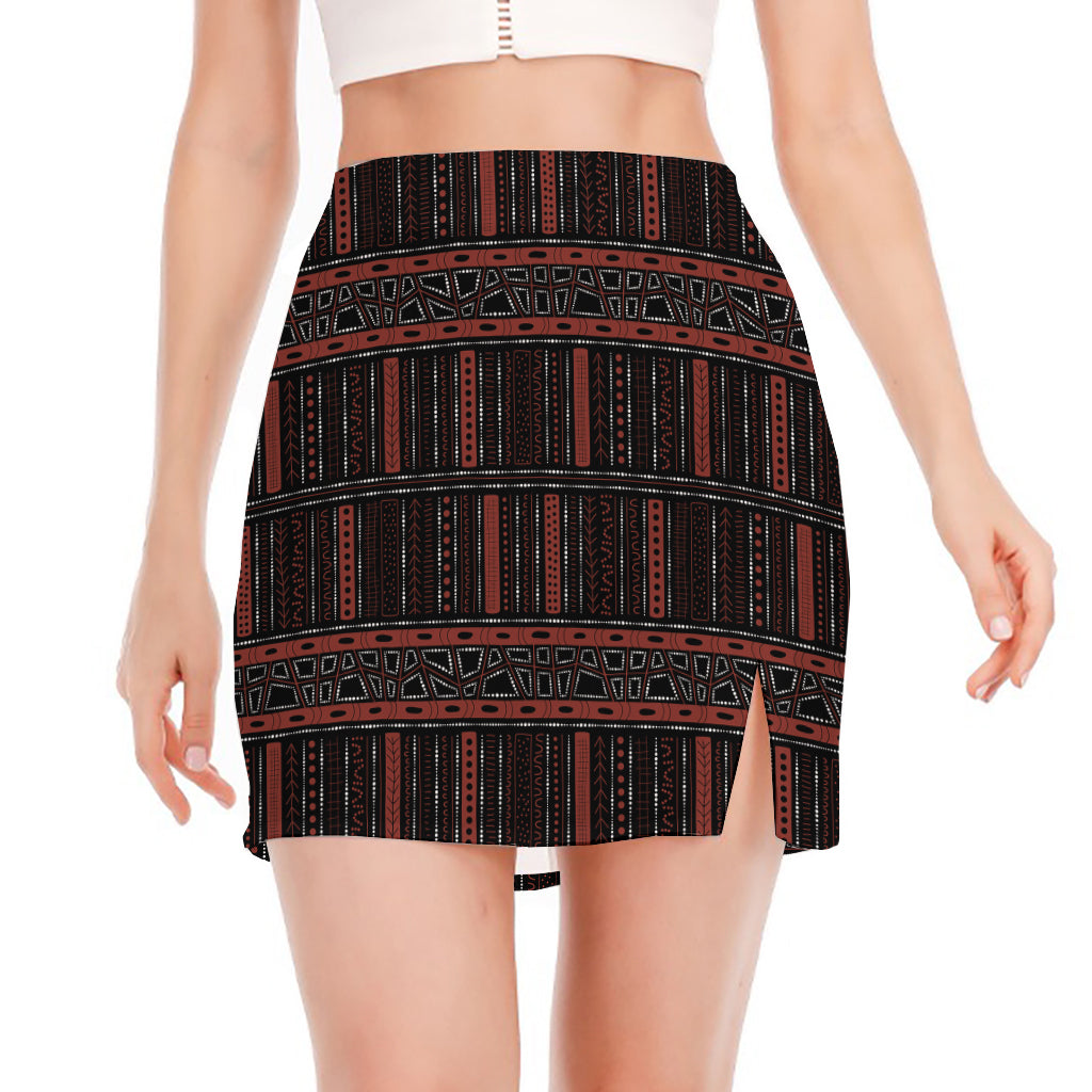 Aboriginal Indigenous Pattern Print Side Slit Mini Skirt