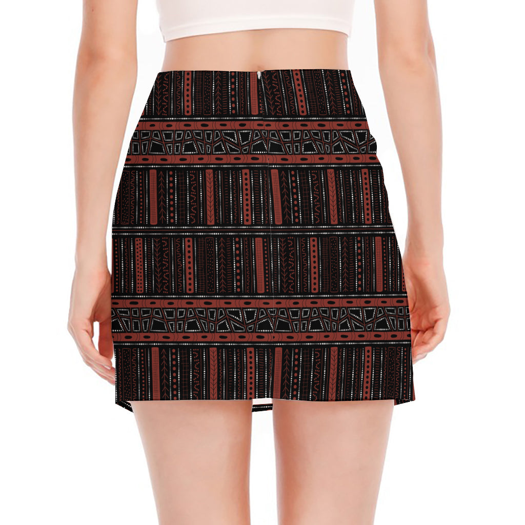 Aboriginal Indigenous Pattern Print Side Slit Mini Skirt