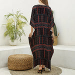 Aboriginal Indigenous Pattern Print Silk V-Neck Kaftan Dress