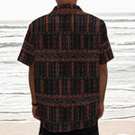 Aboriginal Indigenous Pattern Print Textured Short Sleeve Shirt
