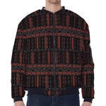 Aboriginal Indigenous Pattern Print Zip Sleeve Bomber Jacket