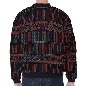 Aboriginal Indigenous Pattern Print Zip Sleeve Bomber Jacket